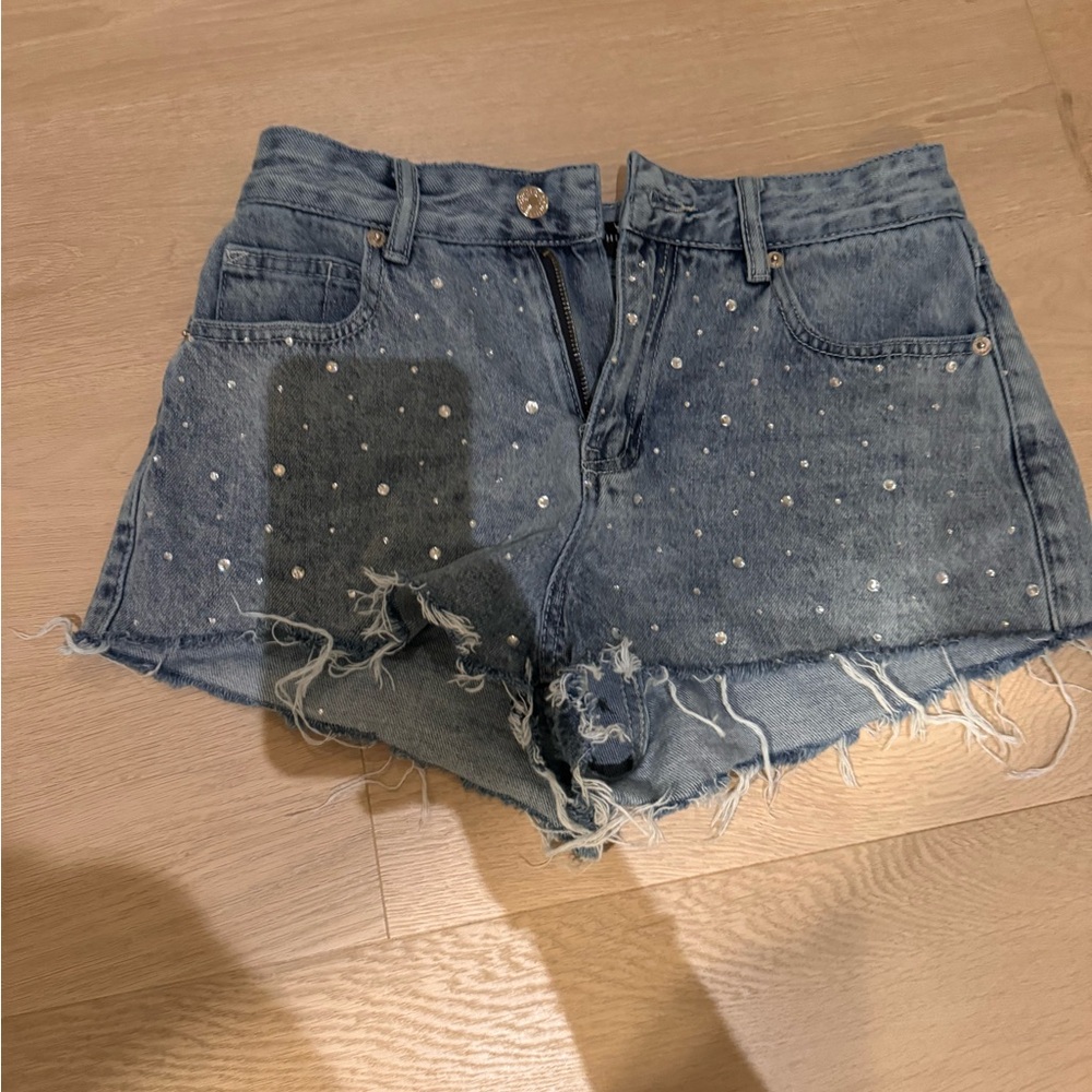 White Fox Bring The Vibes Denim Shorts